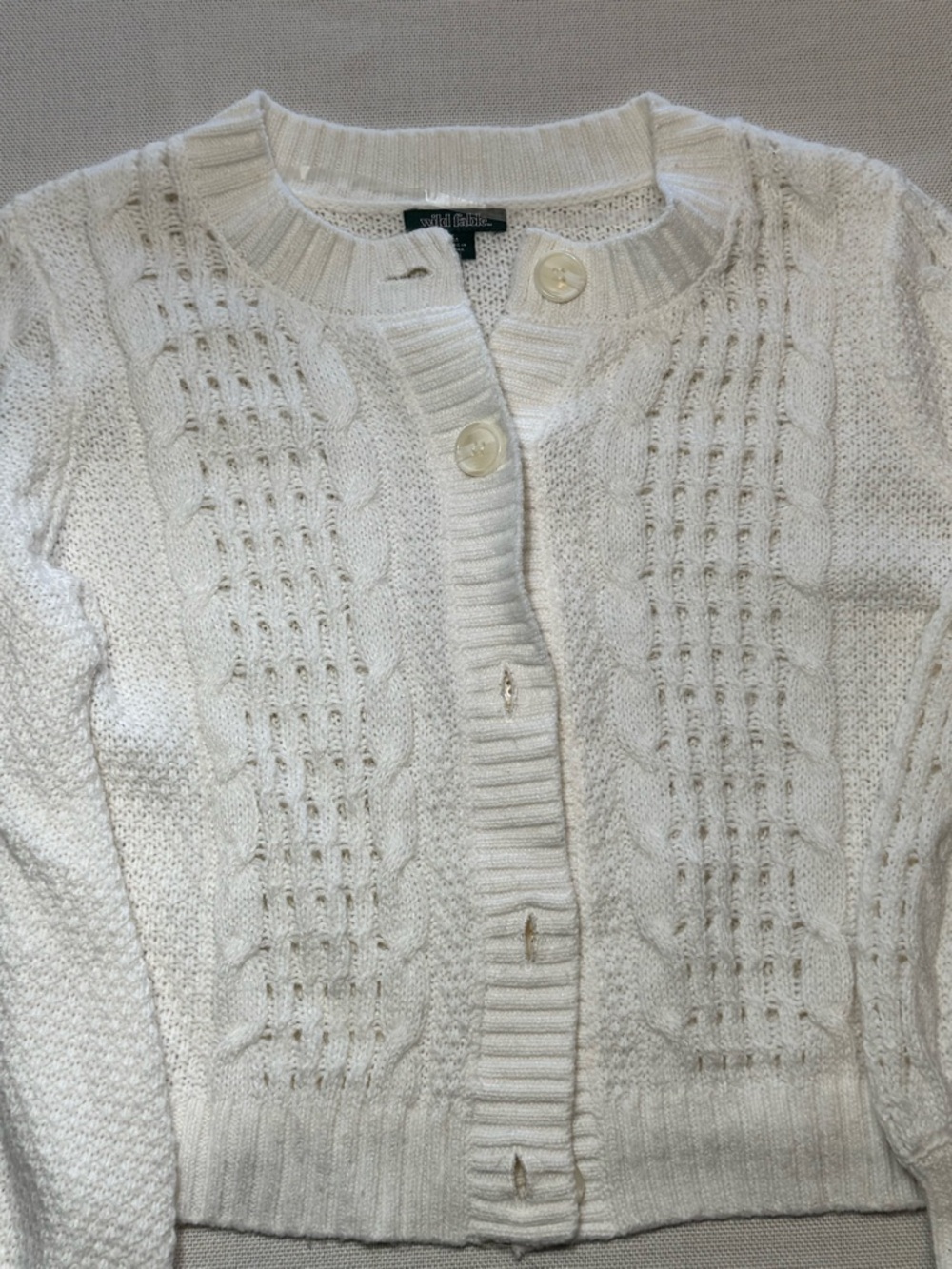 wild fable Cream Cropped Cable Knit Button Cardigan NWOT